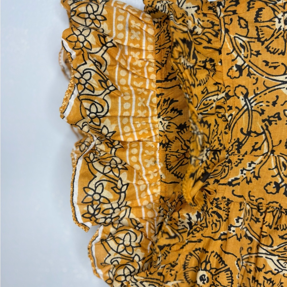 House of Harlow 1960 women’s marigold ruffle sleeve vintage print top size small - Picture 4 of 5